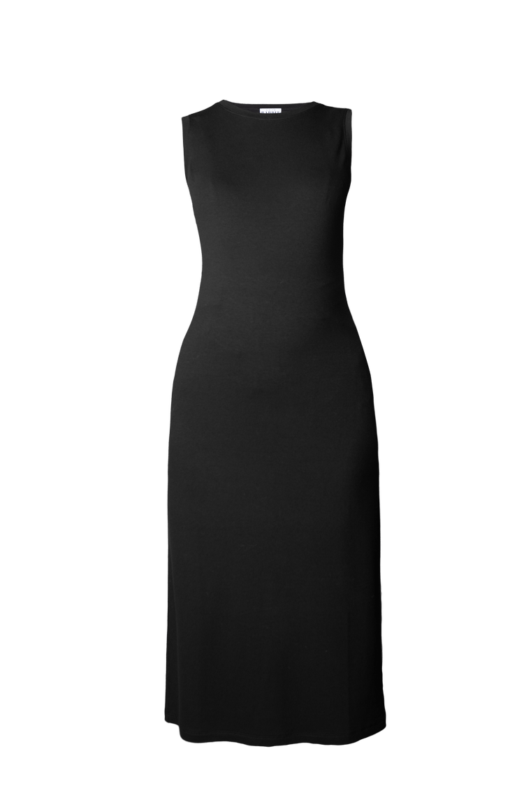 ESSENTIAL BLACK JERSEY KLEID - ÄRMELLOS - Kleider-9•BORROUGHS