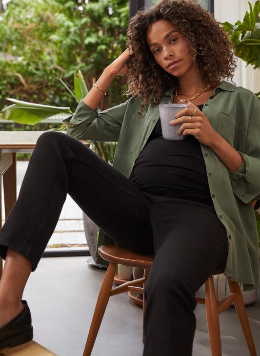 BOX OF BASICS STYLE ALEXA - in Khaki: leichte Bluse aus Tencel in leichter Überlänge - Tops-9•BORROUGHS